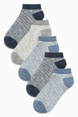 Blue Textured Trainer Socks Five Pack (Older Boys)